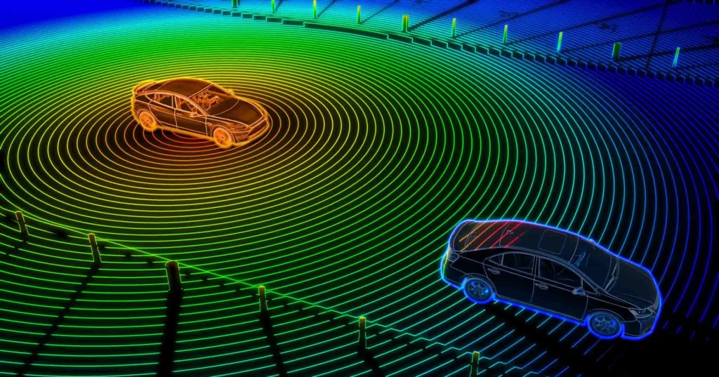 Cars using LiDAR technology.